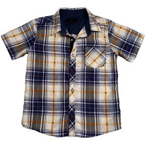 Nomad Boy Youth Size 6-L Short Sleeve Plaid Polo Button up Shirt